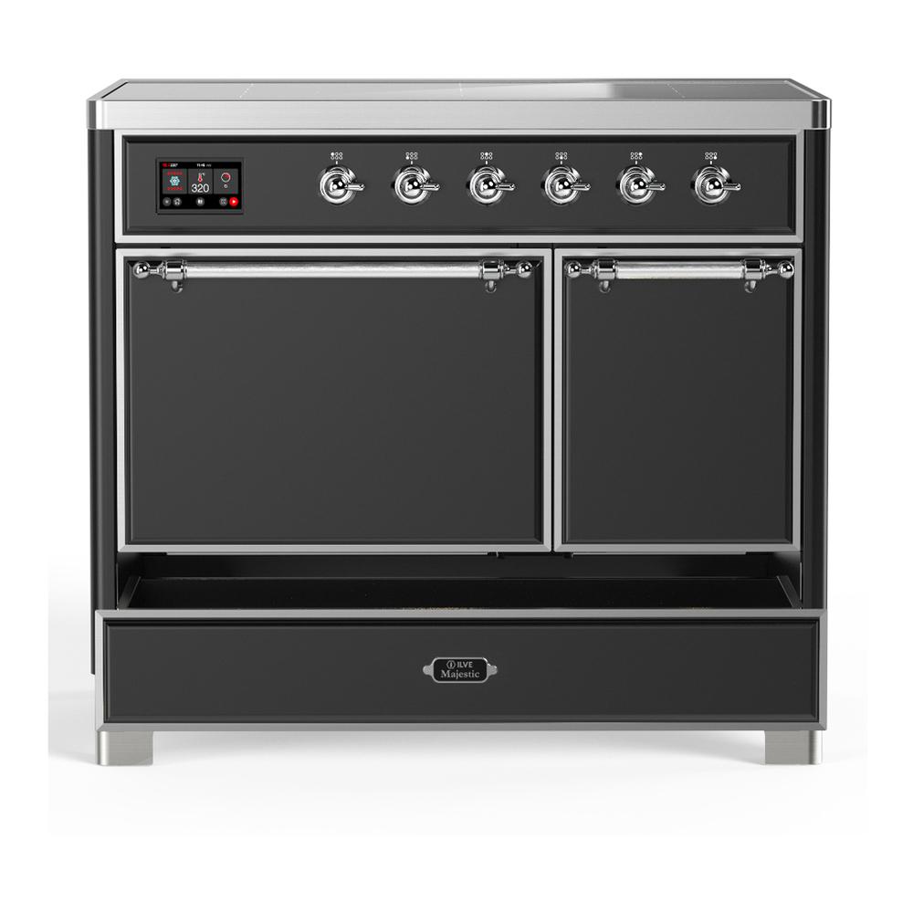 ILVE UMDIB40QNR3MGC Majestic III 40 inch Induction Range with 6 Elements, 3.82 cu. ft. Total Oven Capacity (Solid Door, Graphite Matte, Chrome)