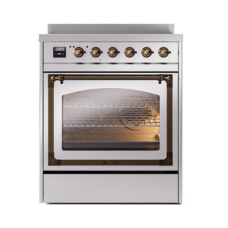 ILVE UNI304NMPSSB Nostalgie II Noblesse 30 inch Induction Range (Triple Glass Door, Stainless Steel, Burnished)