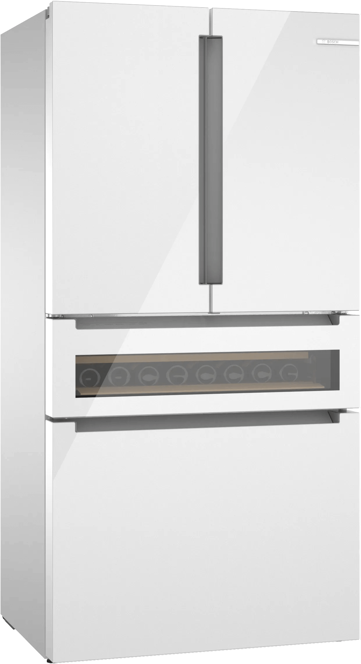 800 Series French Door Bottom Mount Refrigerator, Glass door 36" White, Total No Frost