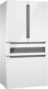 800 Series French Door Bottom Mount Refrigerator, Glass door 36" White, Total No Frost
