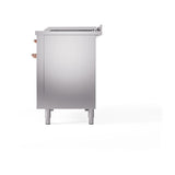 ILVE UN48FSQNMPSSPLP Nostalgie II Noblesse 48 inch Dual Fuel Range (5 Sealed Burners + Griddle + French Top, Liquid Propane, Solid Door, Stainless Steel, Copper)