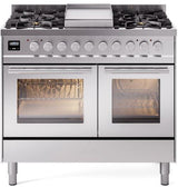 Professional Plus II 40 Inch Dual Fuel Natural Gas Freestanding Range in Stainless Steel with Trim