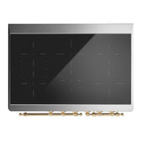 ILVE UMDIB40QNR3BKG Majestic III 40 inch Induction Range with 6 Elements, 3.82 cu. ft. Total Oven Capacity (Solid Door, Glossy Black, Brass)