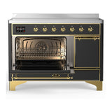 ILVE UMIB48QNR3MGG Majestic III 48 inch Induction Range with 6 Elements, 5.02 cu. ft. Total Oven Capacity (Solid Door, Graphite Matte, Brass)