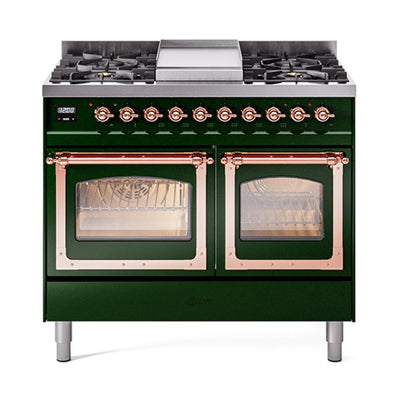 ILVE UND40FNMPEGP Nostalgie II Noblesse 40 inch Dual Fuel Range (Natural Gas, Triple Glass Door, Emerald Green, Copper)