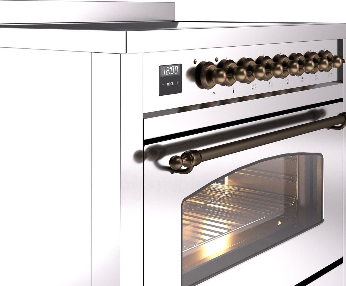 Nostalgie II 36 Inch Electric Freestanding Range in Stainless Steel with Bronze Trim