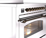 Nostalgie II 36 Inch Electric Freestanding Range in Stainless Steel with Bronze Trim