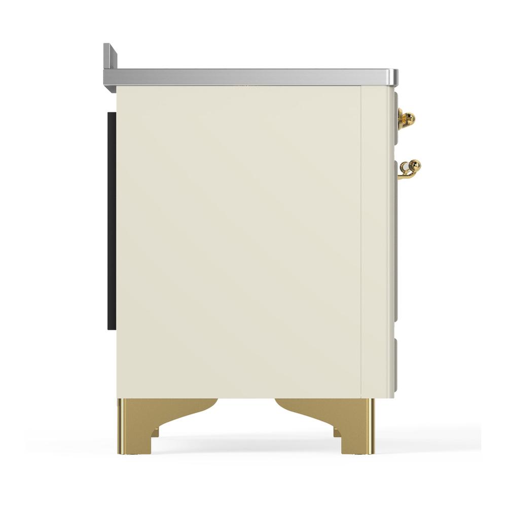 ILVE UMIB48NR3AWG Majestic III 48 inch Induction Range with 6 Elements, 5.02 cu. ft. Total Oven Capacity (Triple Glass Door, Antique White, Brass)