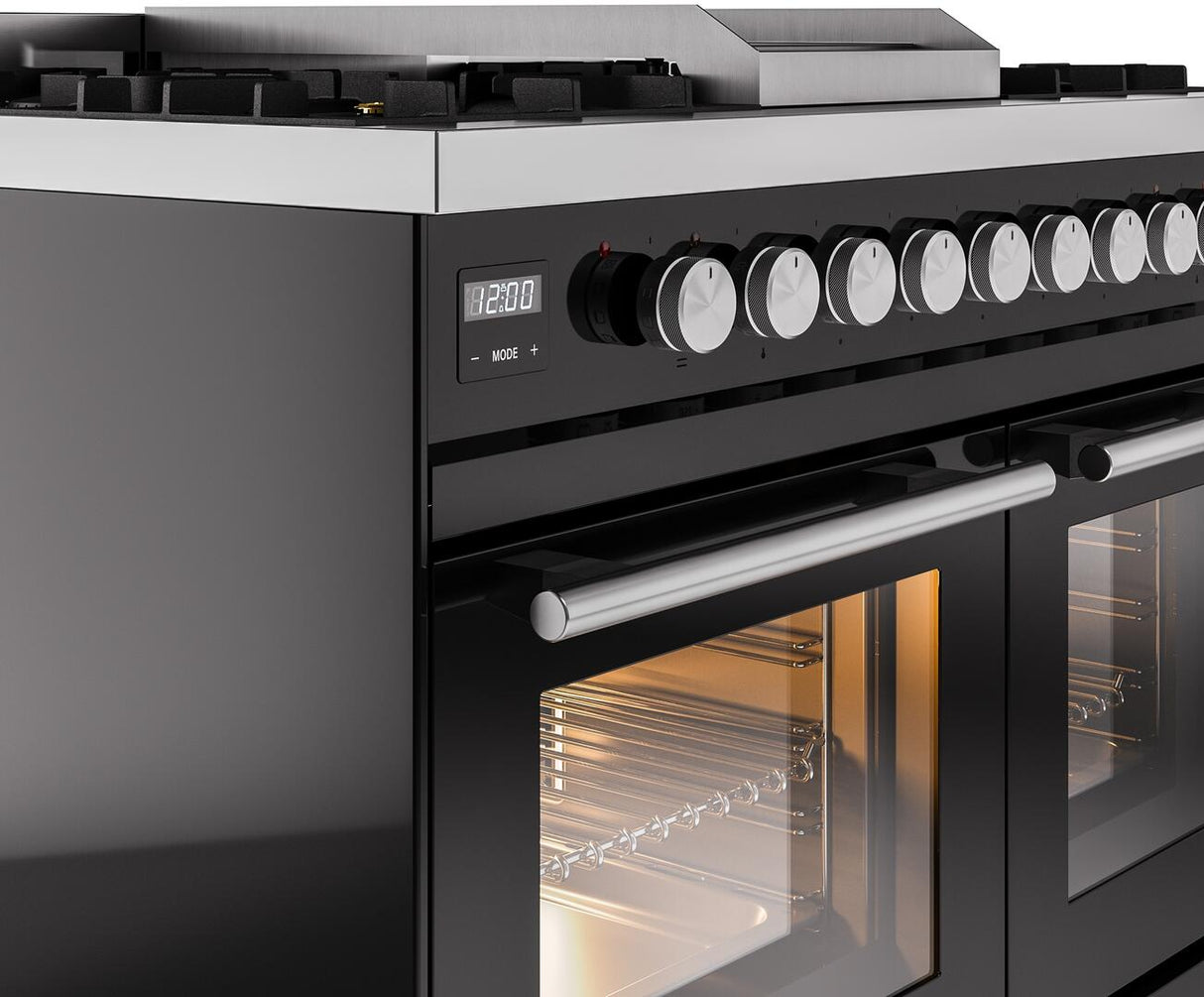 Professional Plus II 40 Inch Dual Fuel Liquid Propane Freestanding Range in Glossy Black with Trim
