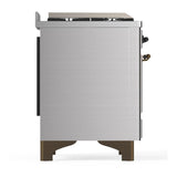 ILVE UM60FNR3SSB Majestic III 60 inch Dual Fuel Range with 9 Burners and Griddle, Dual Function Burner up to 25,000 BTU (Natural Gas, Triple Glass Door, Stainless Steel, Burnished)
