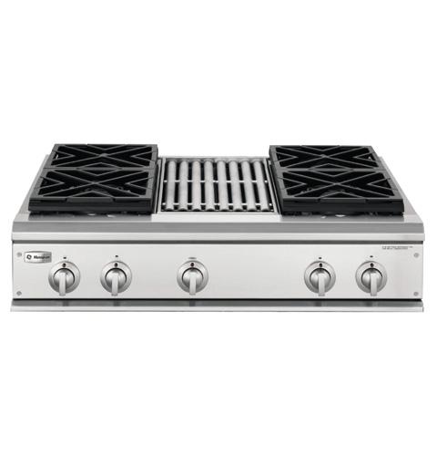 GE Monogram® 36" Professional Gas Cooktop with 4 Burners and Grill (Natural Gas)