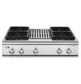 GE Monogram® 36" Professional Gas Cooktop with 4 Burners and Grill (Natural Gas)