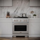 ZLINE 30 in. 4.2 cu. ft. 4 Burner Gas Range with Convection Gas Oven in DuraSnow' Stainless Steel (SGRS-30)