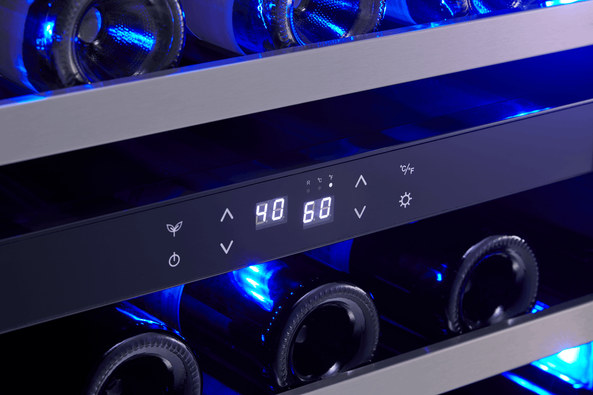 Presrv Wine Cooler, 24in Under Cabinet, SS+Glass, Reverse Door, 2 Zone