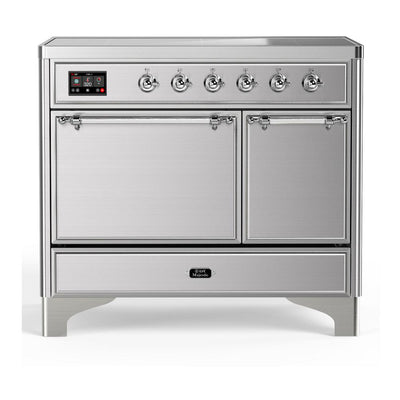 ILVE UMDIB40QNR3SSC Majestic III 40 inch Induction Range with 6 Elements, 3.82 cu. ft. Total Oven Capacity (Solid Door, Stainless Steel, Chrome)