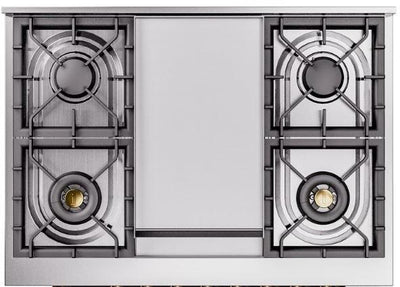 Nostalgie II 36 Inch Dual Fuel Natural Gas Freestanding Range in Emerald Green with Bronze Trim