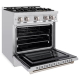 ZLINE 30 in. 4.2 cu. ft. Select Dual Fuel Range with 4 Burner Gas Cooktop and Electric Convection Oven in DuraSnow' Stainless Steel (HDRS-30)