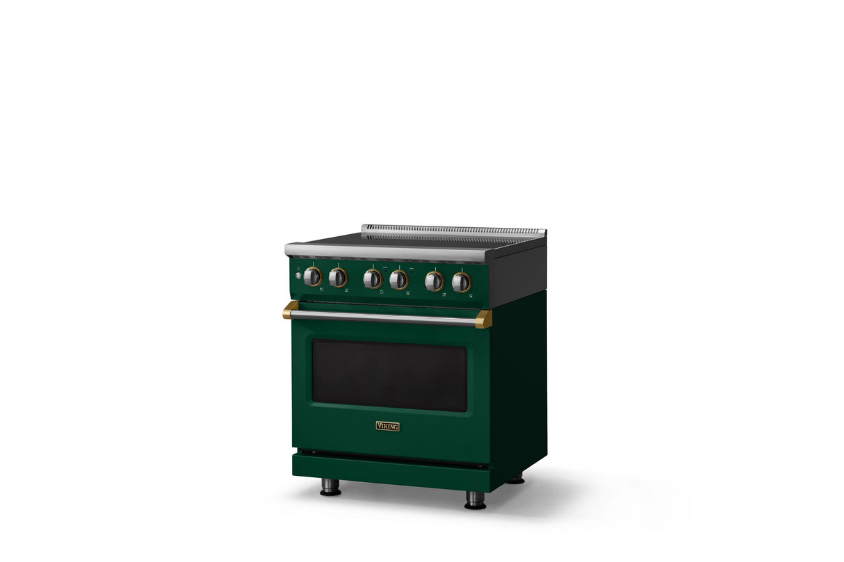 30"W. Induction Range (Finish: Ivy, Trim: Brushed Brass)