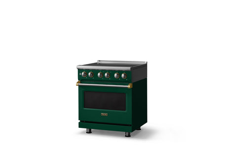 30"W. Induction Range (Finish: Ivy, Trim: Brushed Brass)