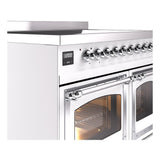 ILVE UNDI406NMPWHC Nostalgie II Noblesse 40 inch Induction Range (Triple Glass Door, White, Chrome)