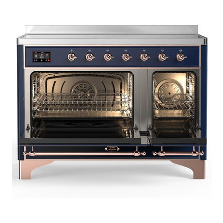 ILVE UMIB48NR3MBP Majestic III 48 inch Induction Range with 6 Elements, 5.02 cu. ft. Total Oven Capacity (Triple Glass Door, Midnight Blue, Copper)