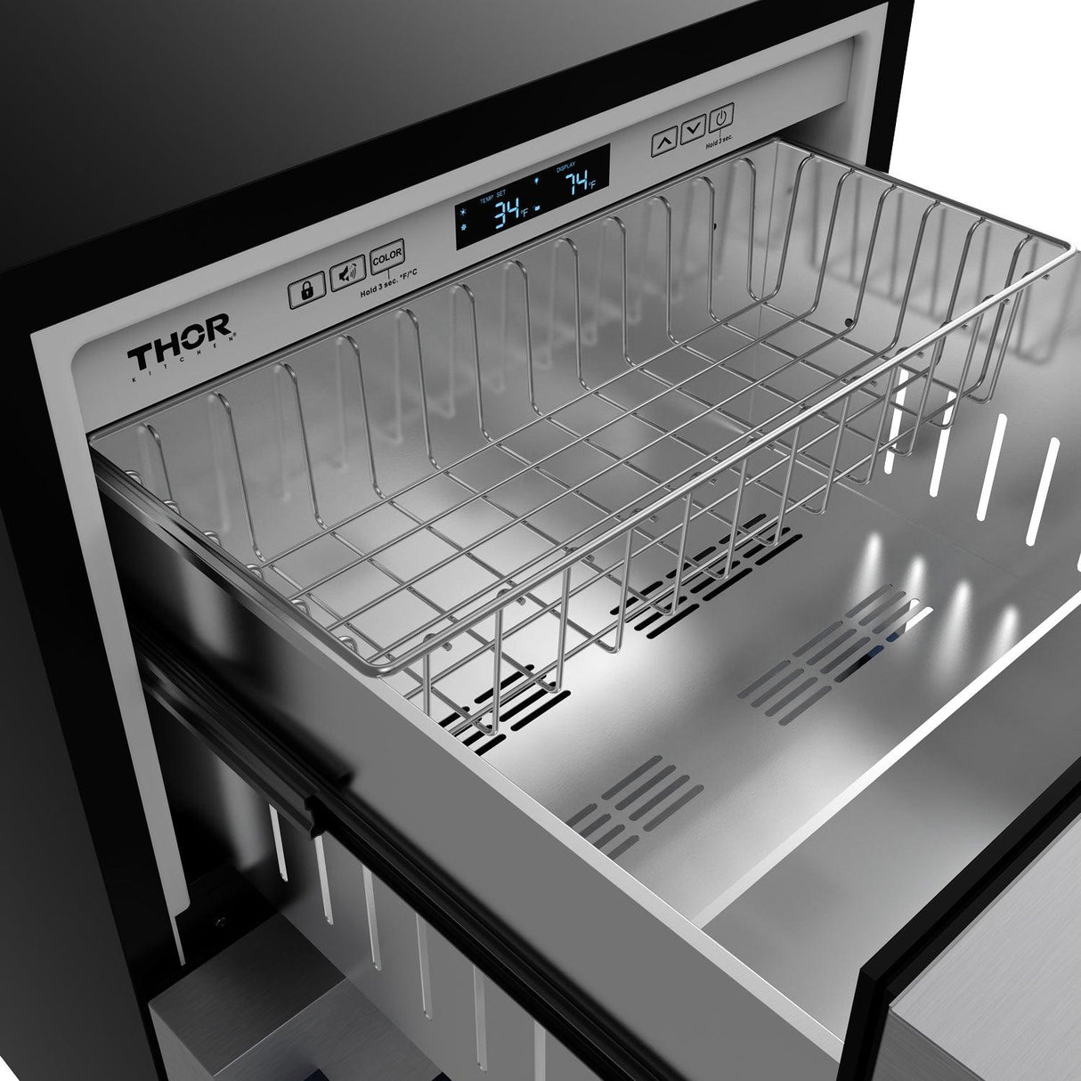 24 Inch Undercounter Built-in or Freestanding Drawer Refrigerator - Stainless Steel/blue  Gordon Ramsay Series