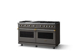 60"W. Sealed Burner Gas Range (Finish: Damascus Gray, Trim: Polished Chrome, Fuel: Propane)