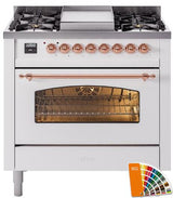 Nostalgie II 36 Inch Dual Fuel Liquid Propane Freestanding Range in RAL Custom Color with Copper Trim