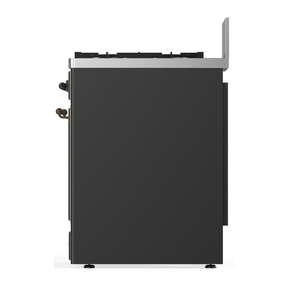 ILVE UM30NR3MGB Majestic III 30 inch Dual Fuel Range with 5 Black Brass Burners, Dual Function Burner up to 25,000 BTU (Natural Gas, Triple Glass Door, Graphite Matte, Burnished)