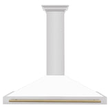 ZLINE 48 in. Autograph Edition Convertible Stainless Steel Range Hood with White Matte Shell and Champagne Bronze Accents (KB4STZ-WM48-CB) [Color: Champagne Bronze Accents]