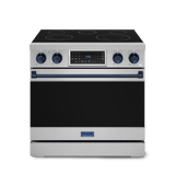 36 Inch Professional Electric Range With Tilt Panel Touch Control In Stainless Steel/navy Blue  Gordon Ramsay Series
