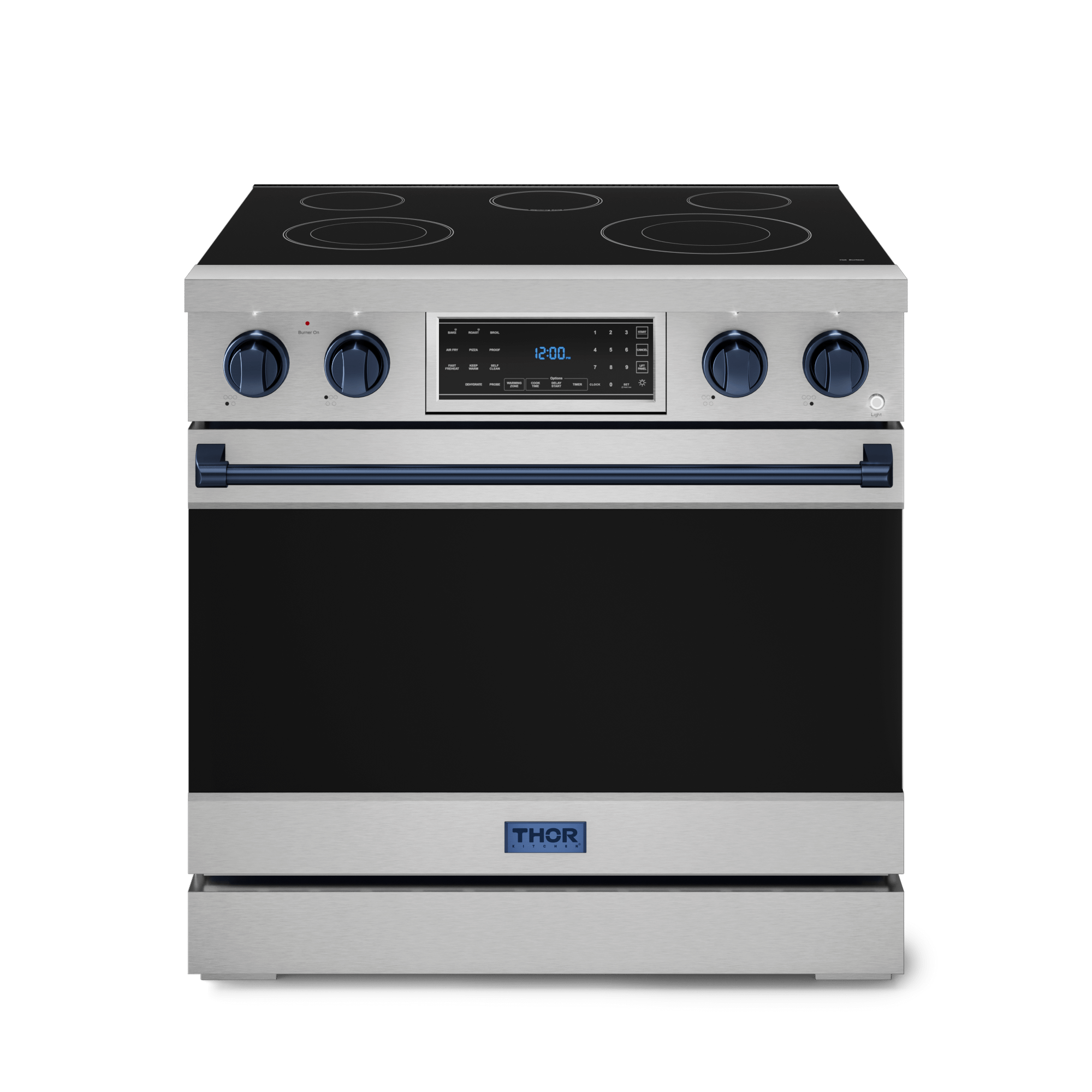 36 Inch Professional Electric Range With Tilt Panel Touch Control In Stainless Steel/navy Blue  Gordon Ramsay Series