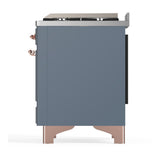 ILVE UM48FQNR3BGPLP Majestic III 48 inch Dual Fuel Range with 8 Burners and Griddle, Dual Function Burner up to 25,000 BTU (Liquid Propane, Solid Door, Blue Grey, Copper)
