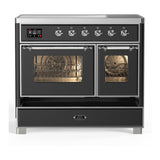 ILVE UMDIB40NR3MGC Majestic III 40 inch Induction Range with 6 Elements, 3.82 cu. ft. Total Oven Capacity (Triple Glass Door, Graphite Matte, Chrome)