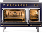 Nostalgie II 48 Inch Electric Freestanding Range in Blue with Bronze Trim