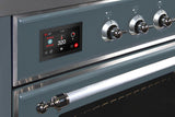 Majestic II 36 Inch Dual Fuel Natural Gas Freestanding Range in Blue Grey with Chrome Trim