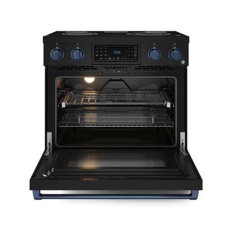 36 Inch Professional Electric Range With Tilt Panel Touch Control In Black/navy Blue  Gordon Ramsay Series
