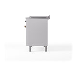 ILVE UN48FSQNMPWHBLP Nostalgie II Noblesse 48 inch Dual Fuel Range (5 Sealed Burners + Griddle + French Top, Liquid Propane, Solid Door, White, Burnished)
