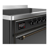 ILVE UMIB48QNR3MGB Majestic III 48 inch Induction Range with 6 Elements, 5.02 cu. ft. Total Oven Capacity (Solid Door, Graphite Matte, Burnished)