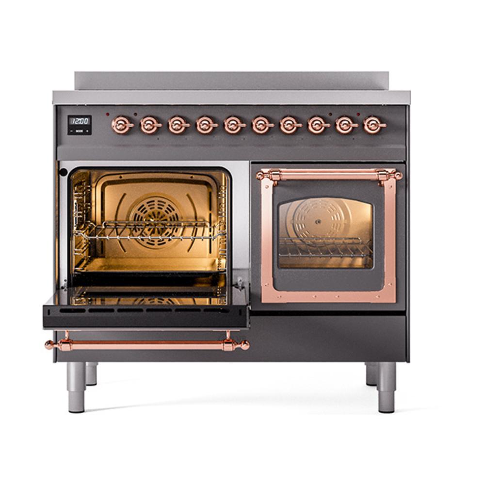 ILVE UNDI406NMPMGP Nostalgie II Noblesse 40 inch Induction Range (Triple Glass Door, Graphite Matte, Copper)