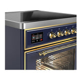 ILVE UMIB30NR3MBG Majestic III 30 inch Induction Range with 4 Elements, 4 cu. ft. Oven Capacity (Triple Glass Door, Midnight Blue, Brass)