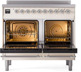 Nostalgie II 40 Inch Electric Freestanding Range in Antique White with Chrome Trim