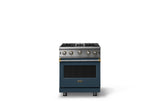 30"W. Open Burner Gas Range (Finish: Squall, Trim: Brushed Brass, Fuel: Natural Gas)