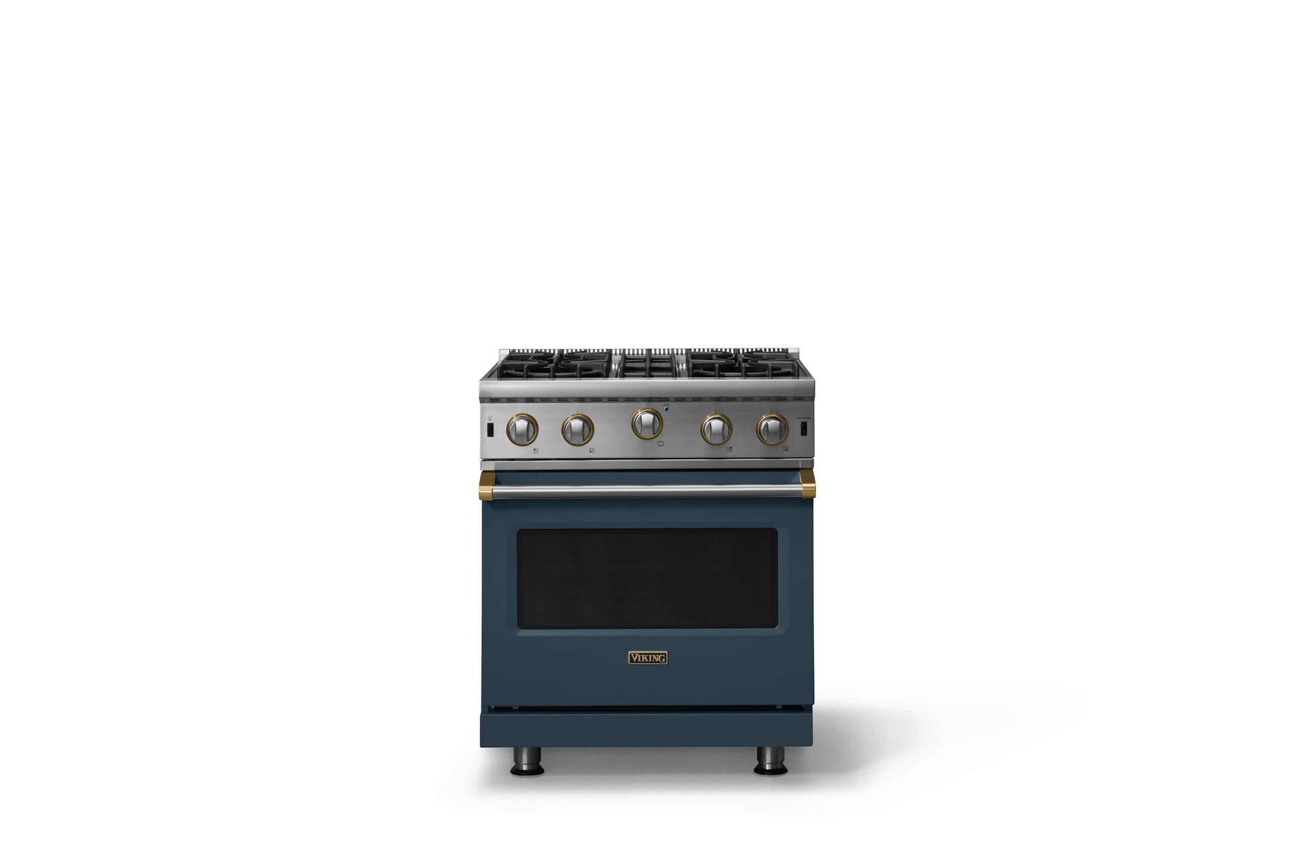 30"W. Open Burner Gas Range (Finish: Squall, Trim: Brushed Brass, Fuel: Propane)