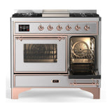 ILVE UMD40FNR3SSPLP Majestic III 40 inch Dual Fuel Range with 6 Burners and Griddle, Dual Function Burner up to 25,000 BTU (Liquid Propane, Triple Glass Door, Stainless Steel, Copper)