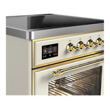 ILVE UMIB30NR3AWG Majestic III 30 inch Induction Range with 4 Elements, 4 cu. ft. Oven Capacity (Triple Glass Door, Antique White, Brass)