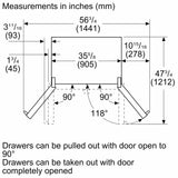 500 Series French Door Bottom Mount Refrigerator 36" Stainless steel (with anti-fingerprint), Total No Frost