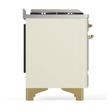 ILVE UM60FSQNR3AWG Majestic III 60 inch Dual Fuel Range with 7 Burners, Griddle and French Top, Dual Function Burner with up to 25,000 BTU (Natural Gas, Solid Door, Antique White, Brass)