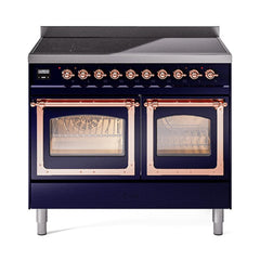 ILVE UNDI406NMPMBP Nostalgie II Noblesse 40 inch Induction Range (Triple Glass Door, Midnight Blue, Copper)