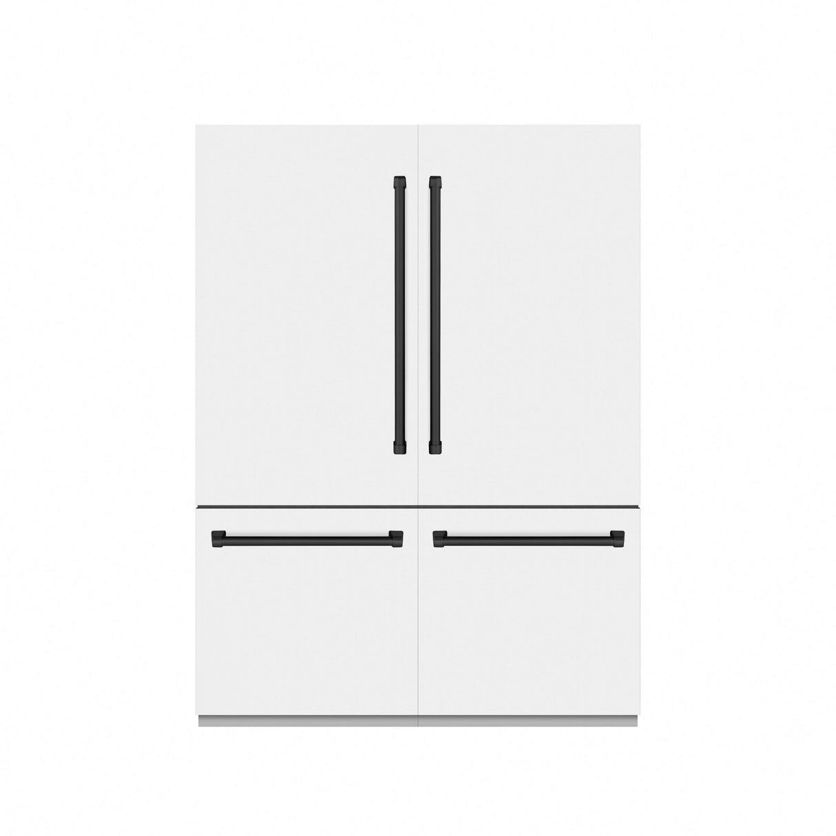 ZLINE Autograph Edition 60 in. 32.2 cu. ft. French Door Built-In Bottom Freezer Refrigerator with Water Dispenser and Ice Maker in White Matte with Graphite Gray Interior and Matte Black Accents (GRBIVZ-WM-60-MB)